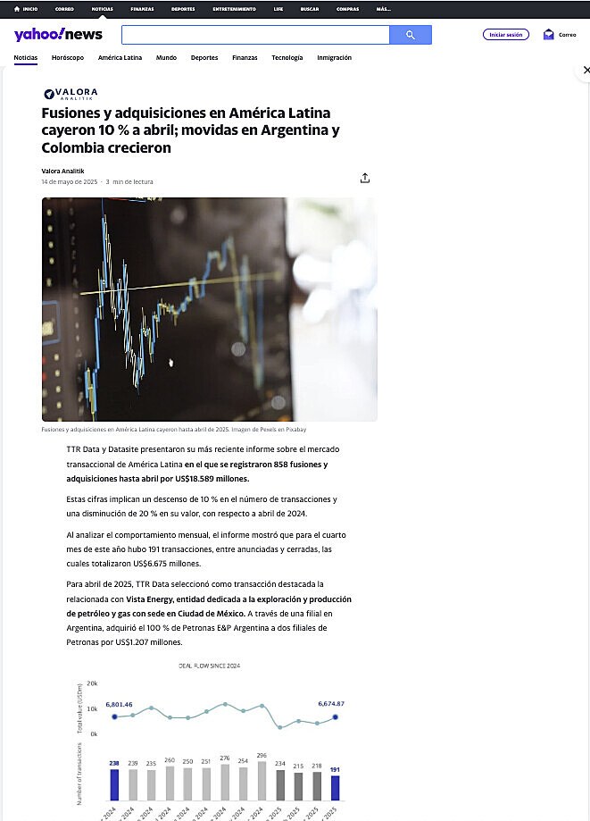 Fusiones y adquisiciones en Amrica Latina cayeron 10 % a abril; movidas en Argentina y Colombia crecieron
